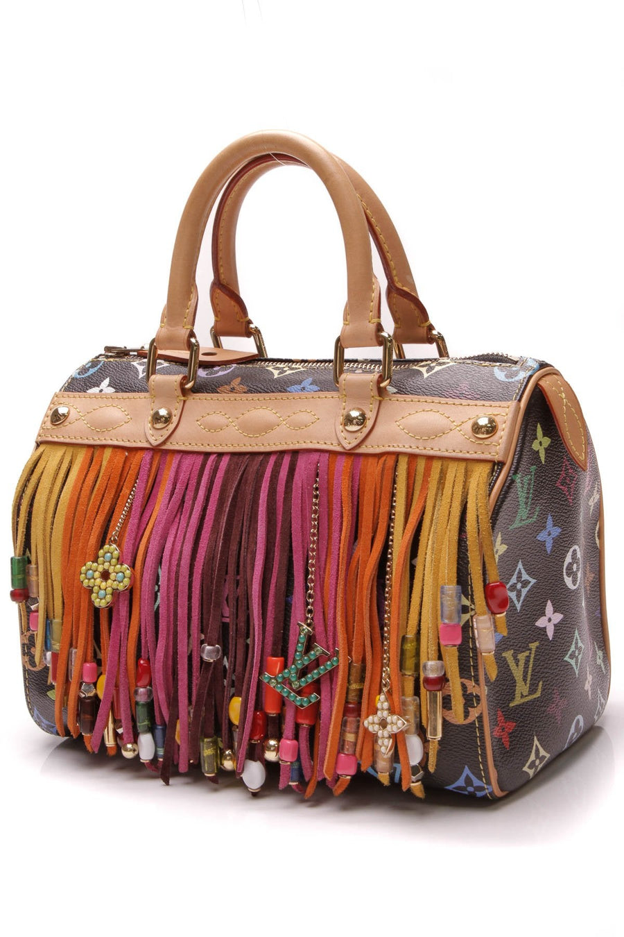 Limited Edition Fringe Speedy 25 Bag - Black Multicolor Monogram