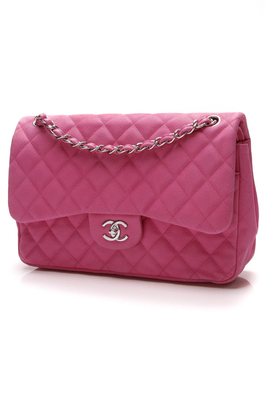 Classic Double Flap Bag - Jumbo Pink Matte Caviar