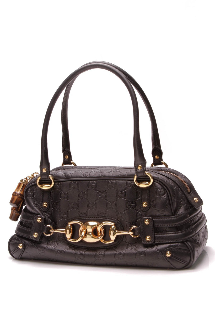 Wave Medium Boston Bag - Black Guccissima