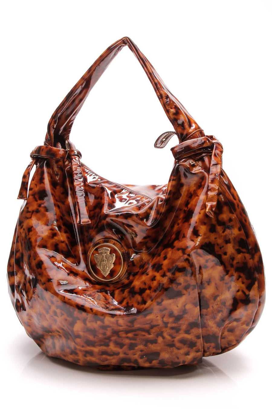 Hysteria Zip-Top Hobo Bag - Tortoise Shell Patent