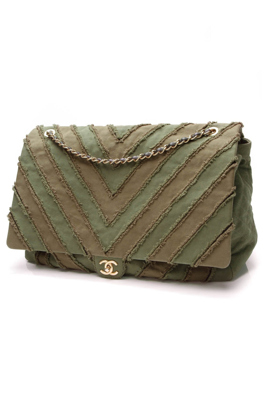 Cuba Patchwork XL Bag - Olive Green Canvas