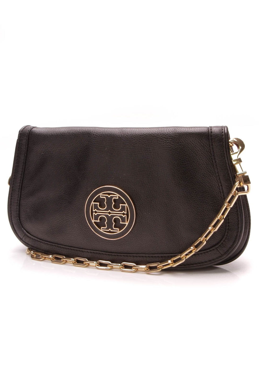 Amanda Chain Logo Clutch Crossbody Bag - Black