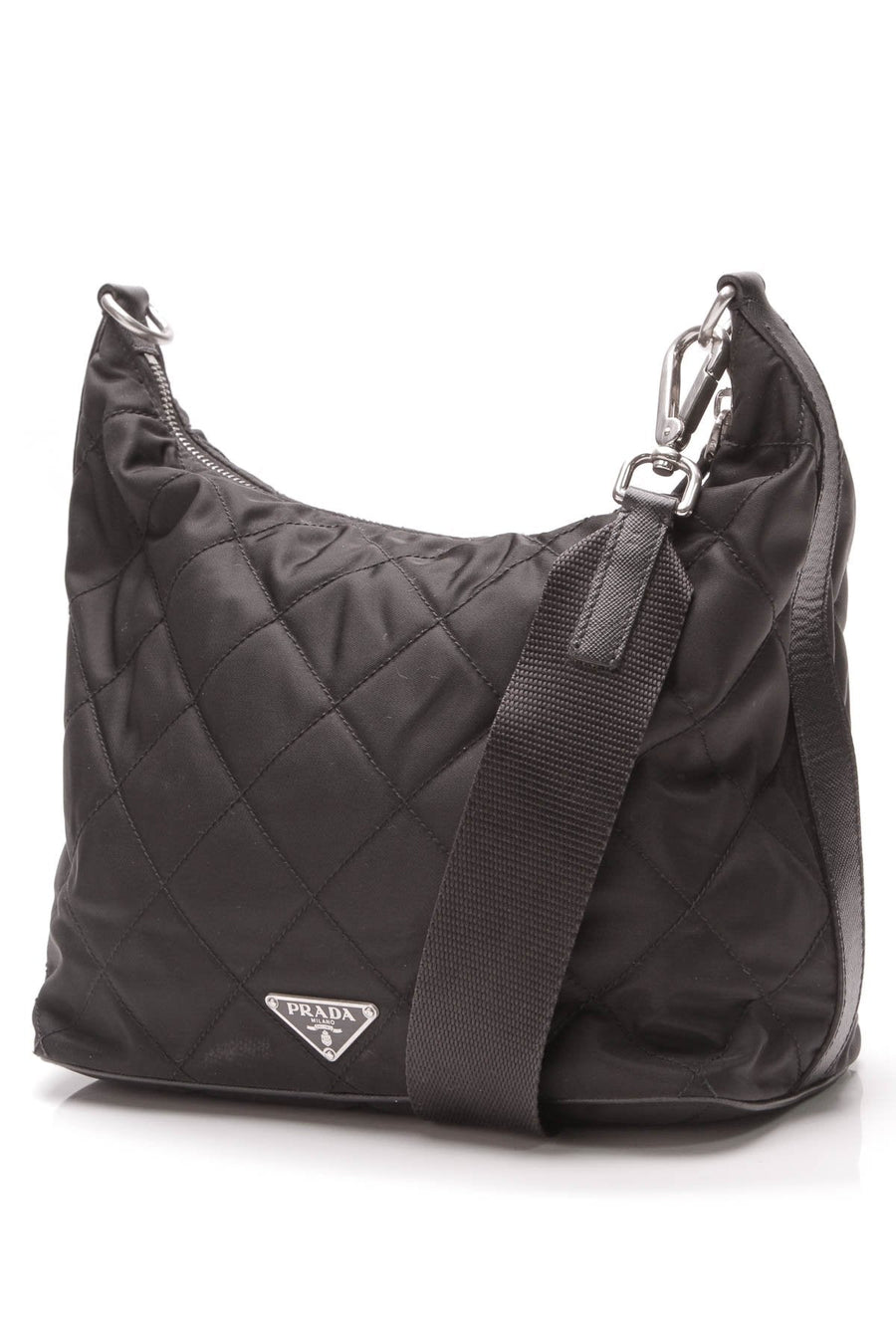 Quilted Shoulder Bag - Black Nylon