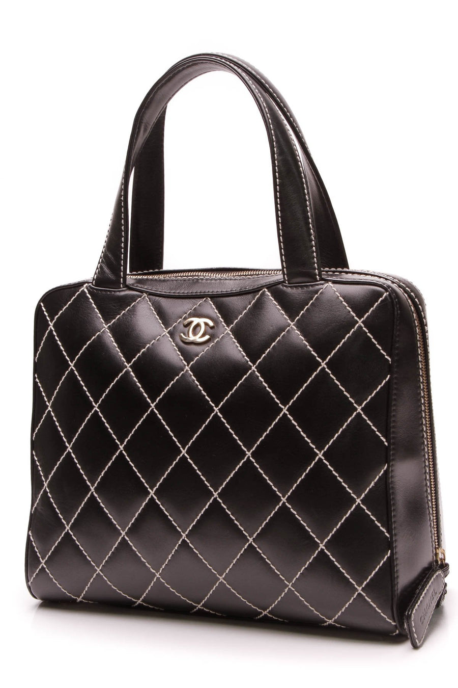 Wild Stitch CC Large Satchel Bag - Black Calfskin