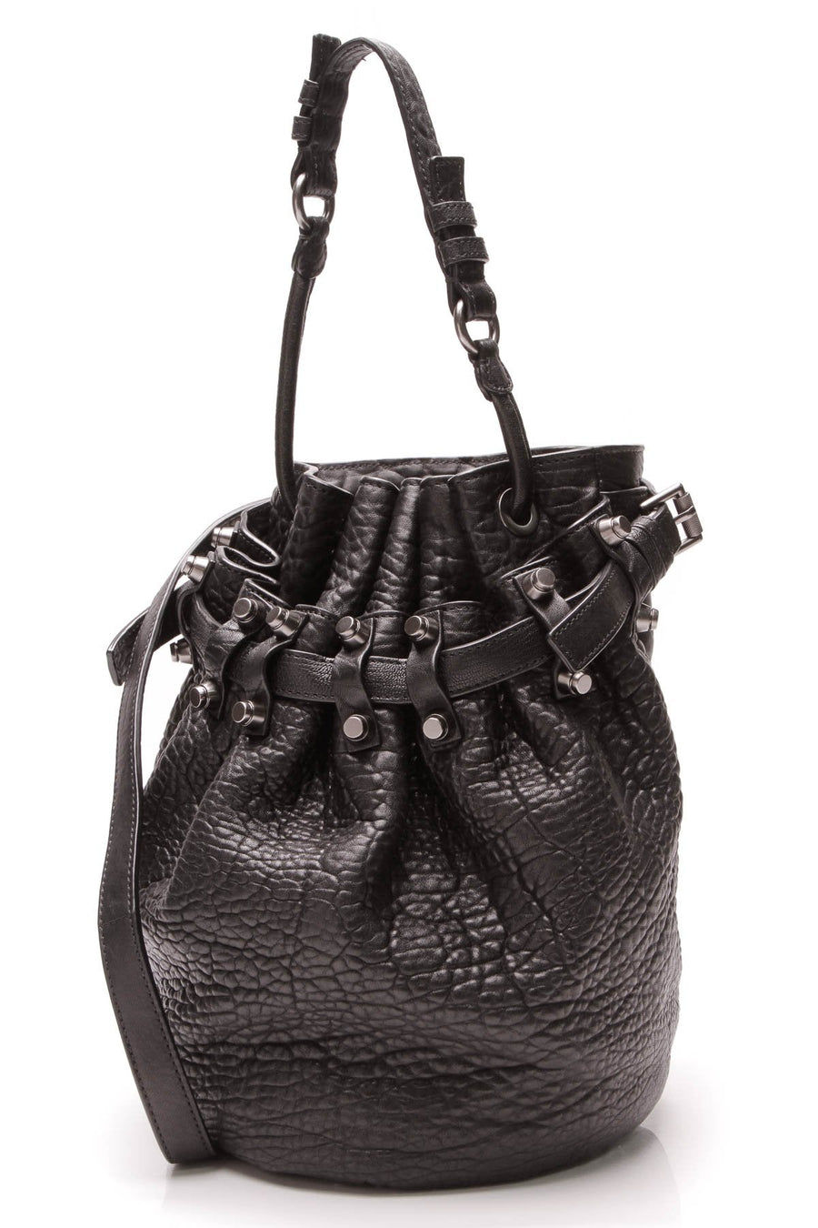 Diego Bucket Bag - Black Pebbled Lambskin