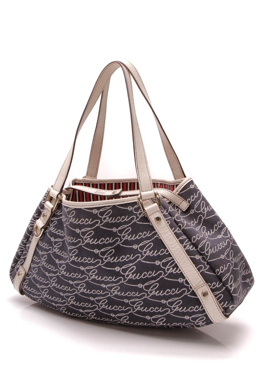 Rope Print Medium Abbey Tote Bag - Navy/Ivory