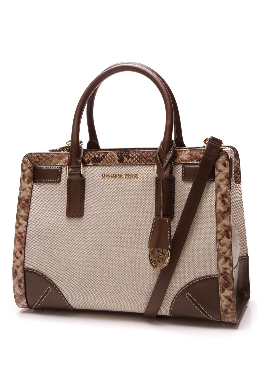 Dillon Embossed Frame Satchel Bag - Canvas