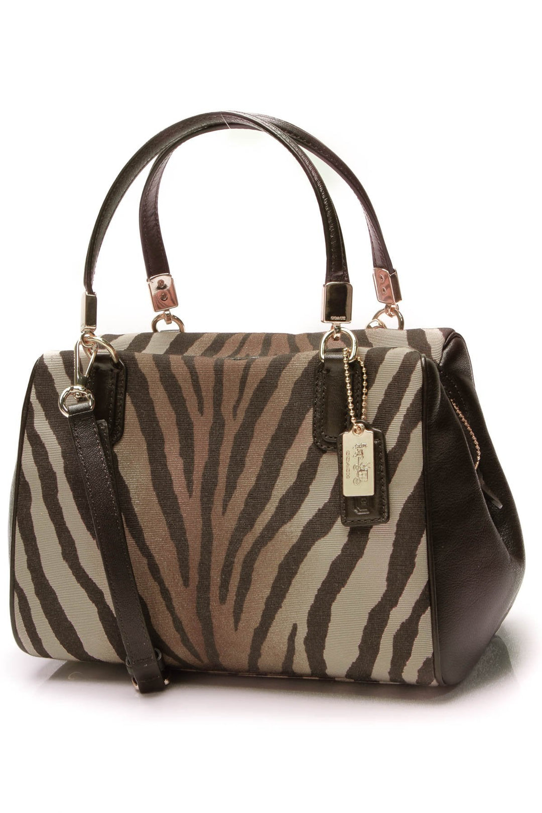 Madison Zebra Print Mini Satchel Bag - Brown