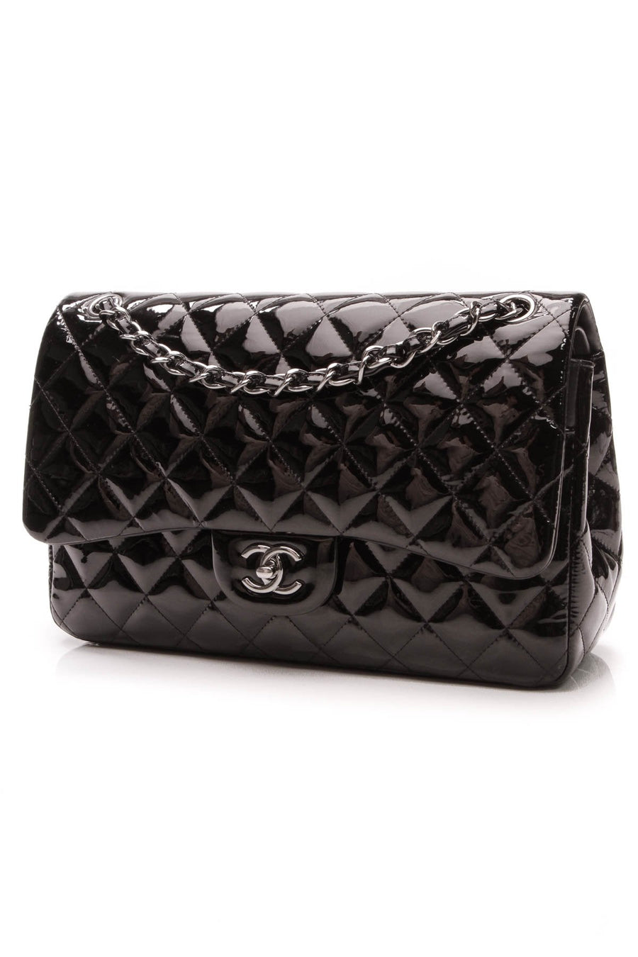 Classic Double Flap Bag - Jumbo Black Patent