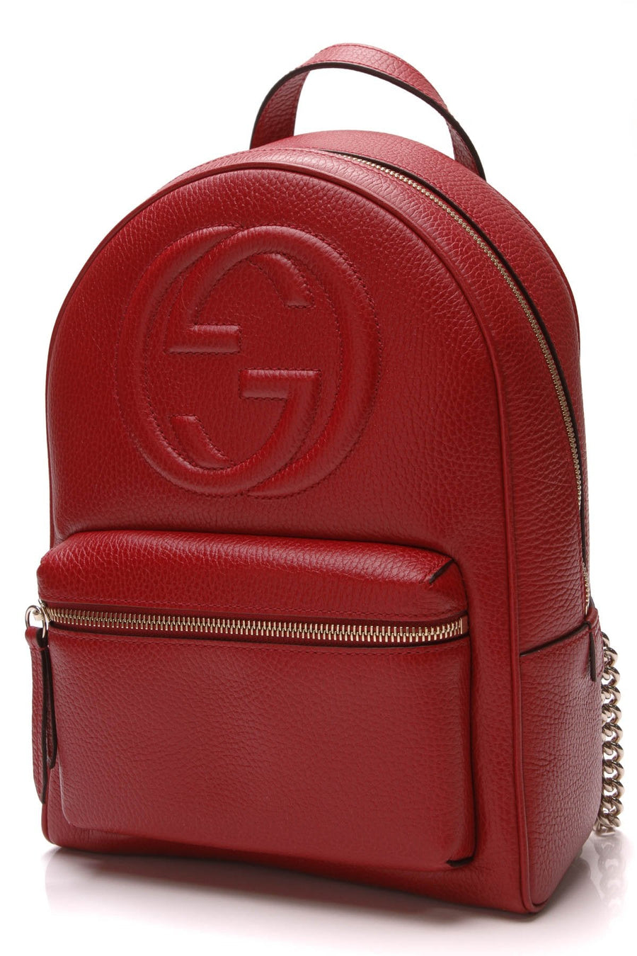 Soho Chain Backpack - Red Pebbled Calfskin