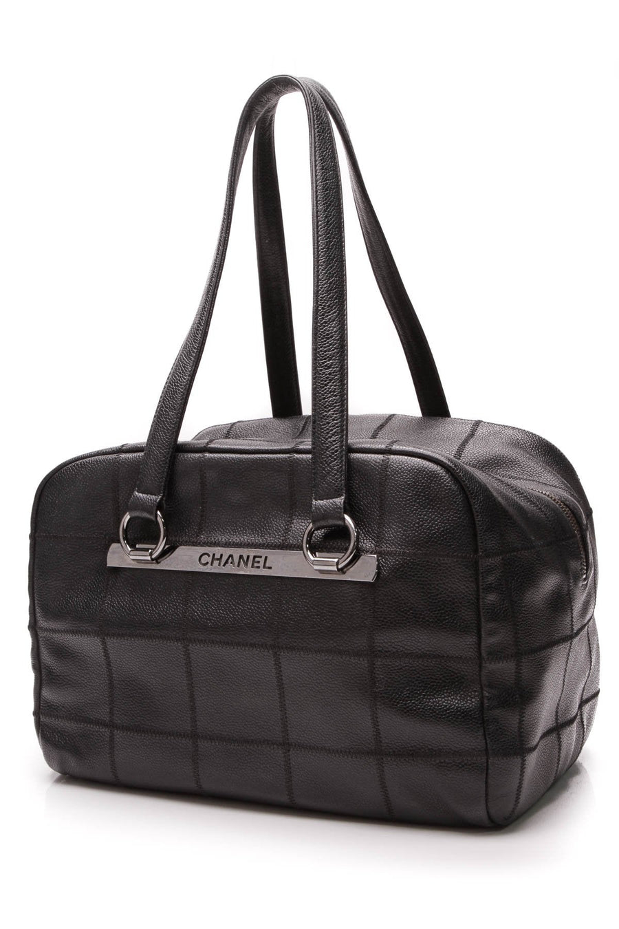 Square Quilt Bowler Bag - Black Caviar