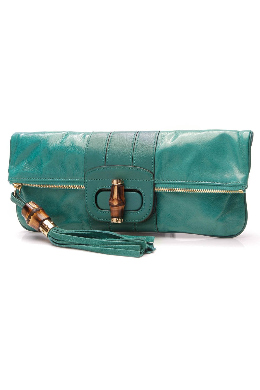 Lucy Folded Clutch Bag - Teal Calfskin