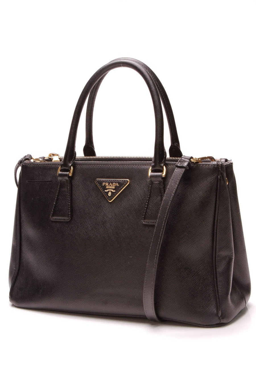 Double Zip Small Tote Bag - Black