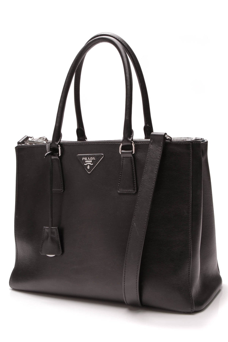 Galleria Double Zip Tote Bag - Black Calf