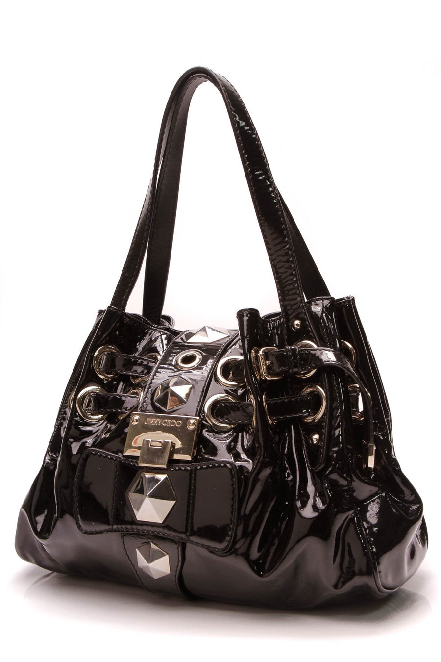 Studded Riki Bag - Black Patent