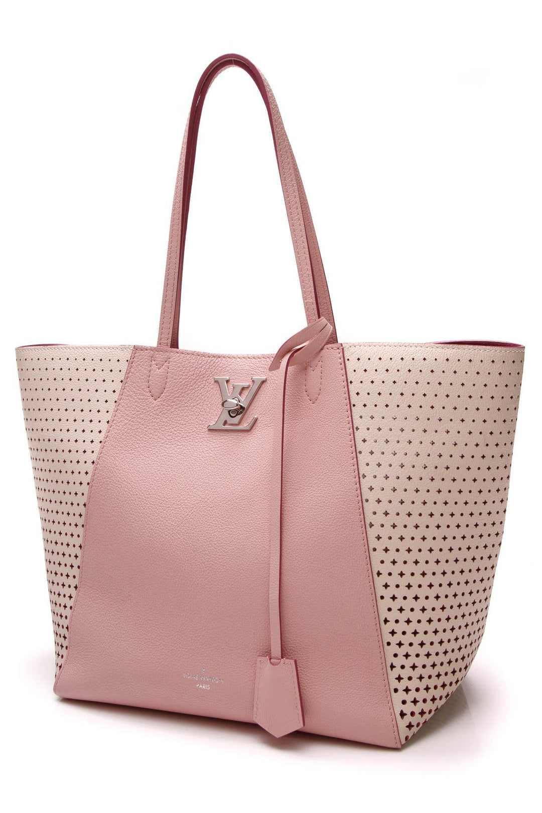Perforated Monogram Flower Lockme Cabas Tote Bag - Pink/Ivory