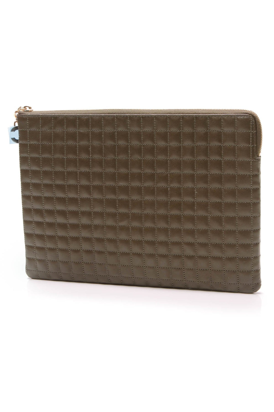 C Charm Quilted Pouch Bag - Khaki Calfskin