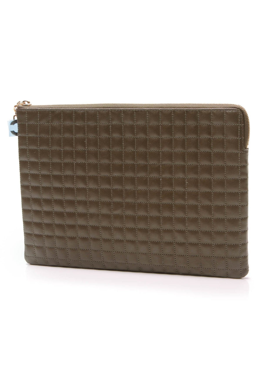 C Charm Quilted Pouch Bag - Khaki Calfskin