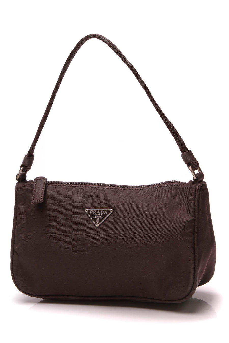 Mini Tessuto Pochette Bag - Brown Nylon