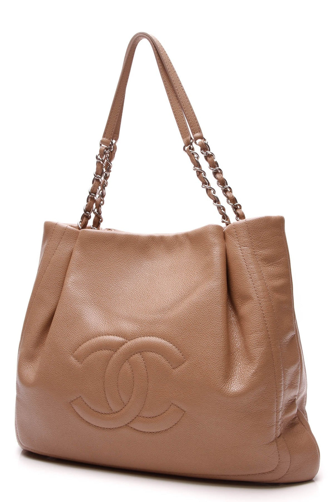 Timeless CC Pleated Tote Bag - Tan Caviar