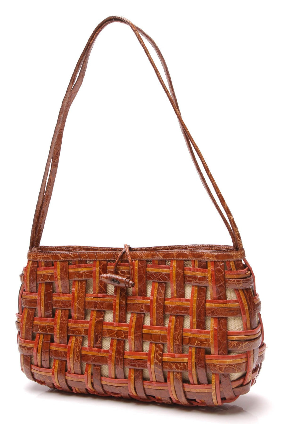 Woven Crocodile Bag - Brown