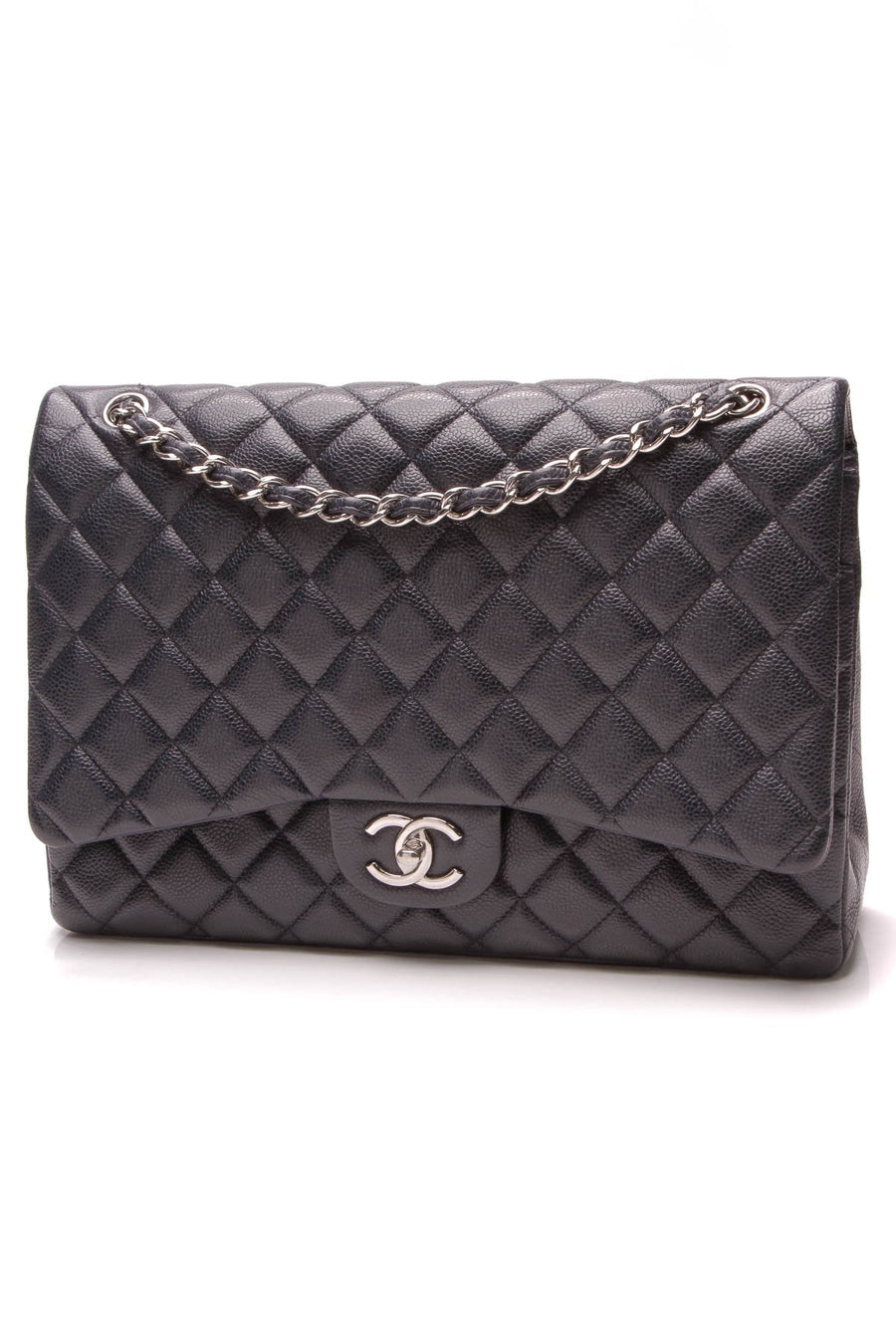 Classic Double Flap Bag - Maxi Navy Caviar