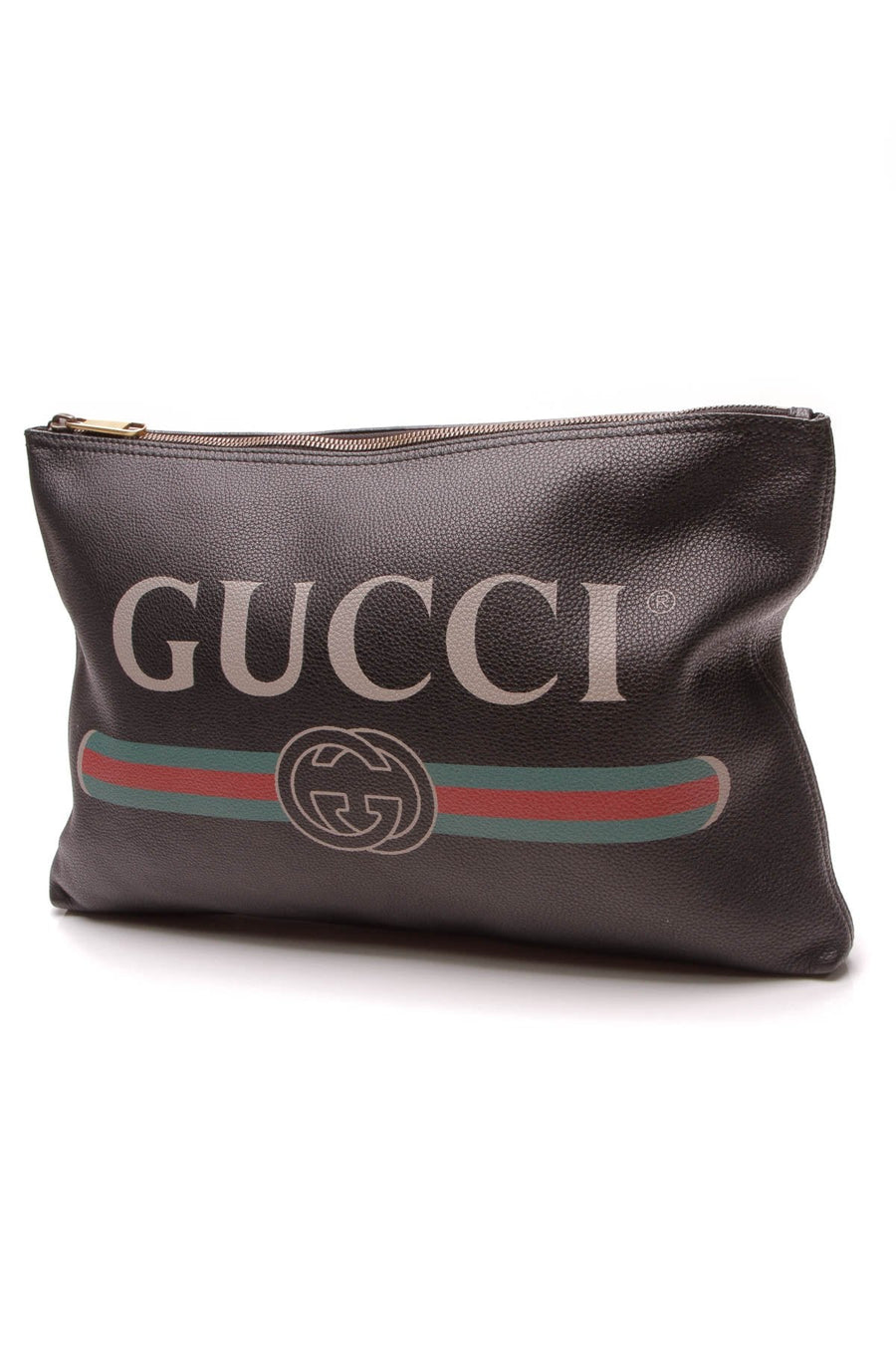 Print Large Portfolio Clutch Bag - Black