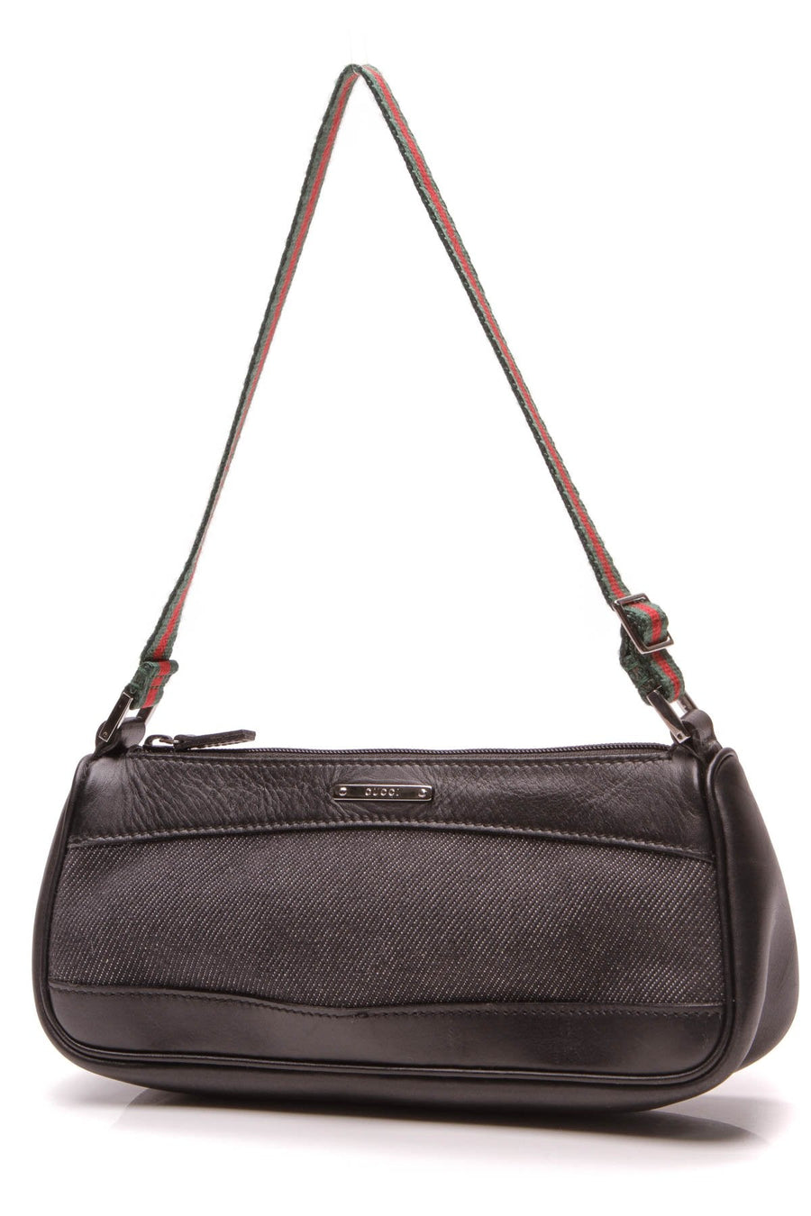 Denim Web Shoulder Bag - Black