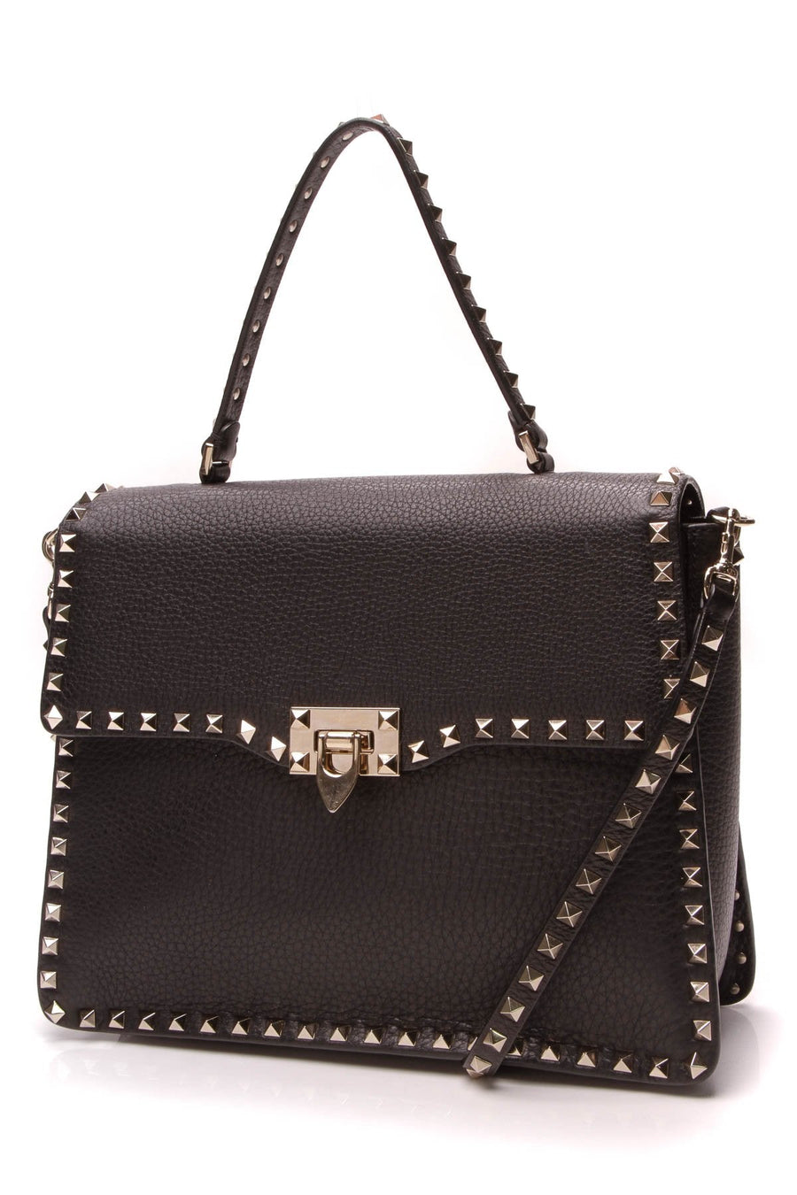 Rockstud Medium Top Handle Bag - Black