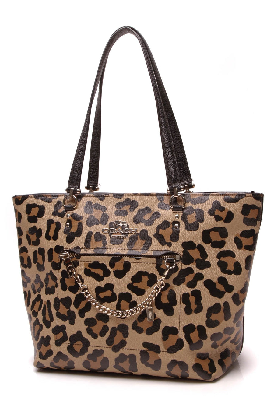 Ocelot Print Town Car Tote Bag - Black/Brown