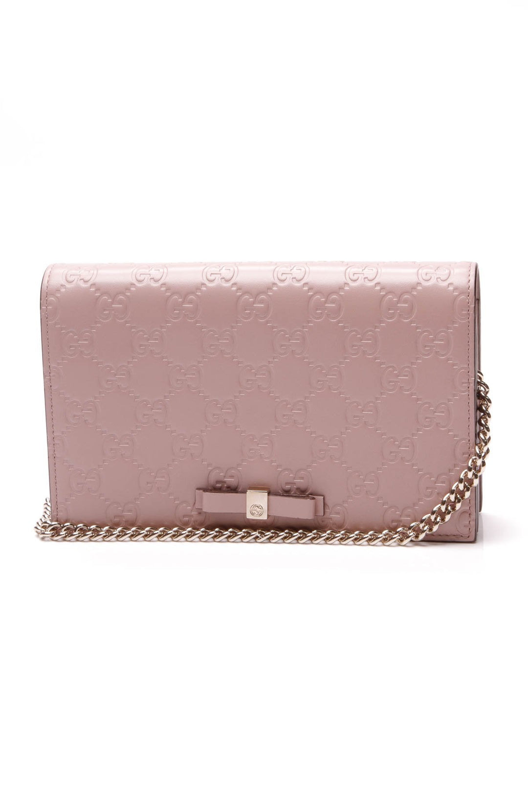 Bow Wallet on a Chain Crossbody Bag - Blush Guccissima