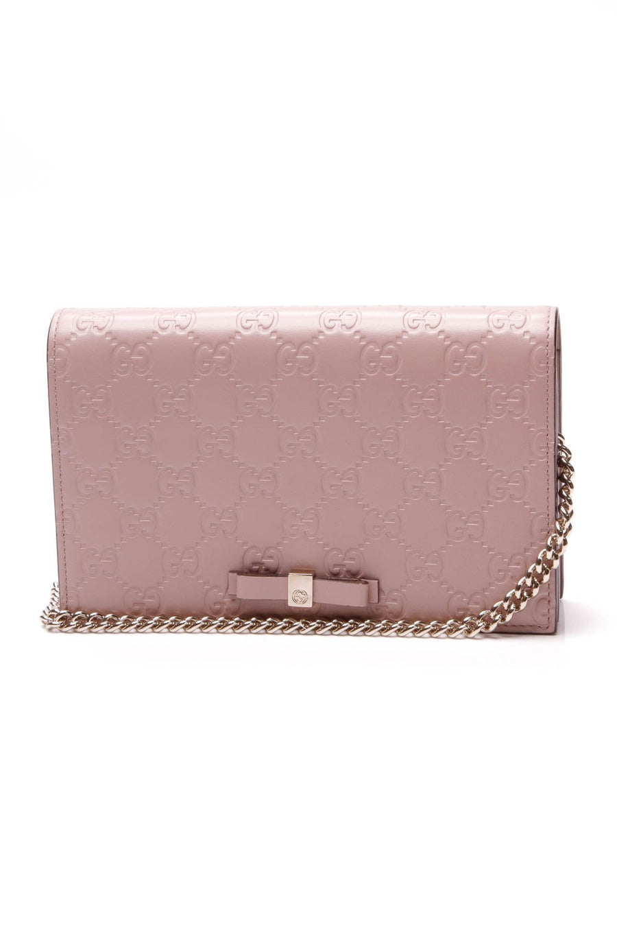 Bow Wallet on a Chain Crossbody Bag - Blush Guccissima