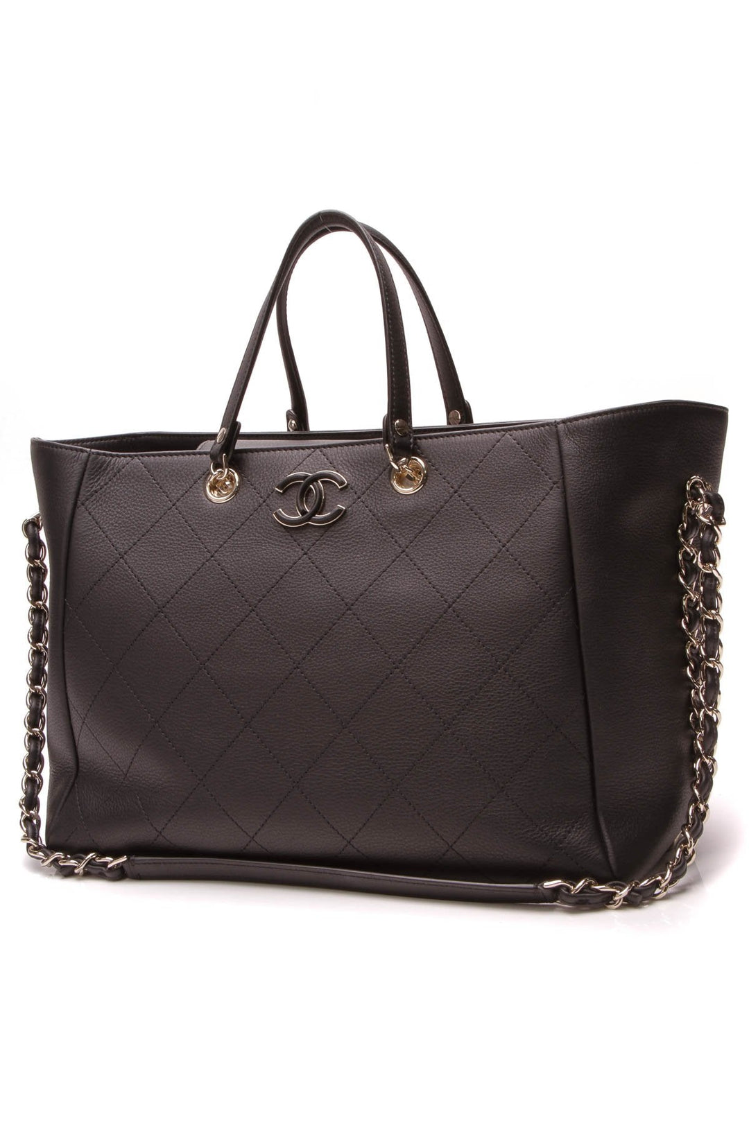 Side Chain Shopping Tote Bag - Black