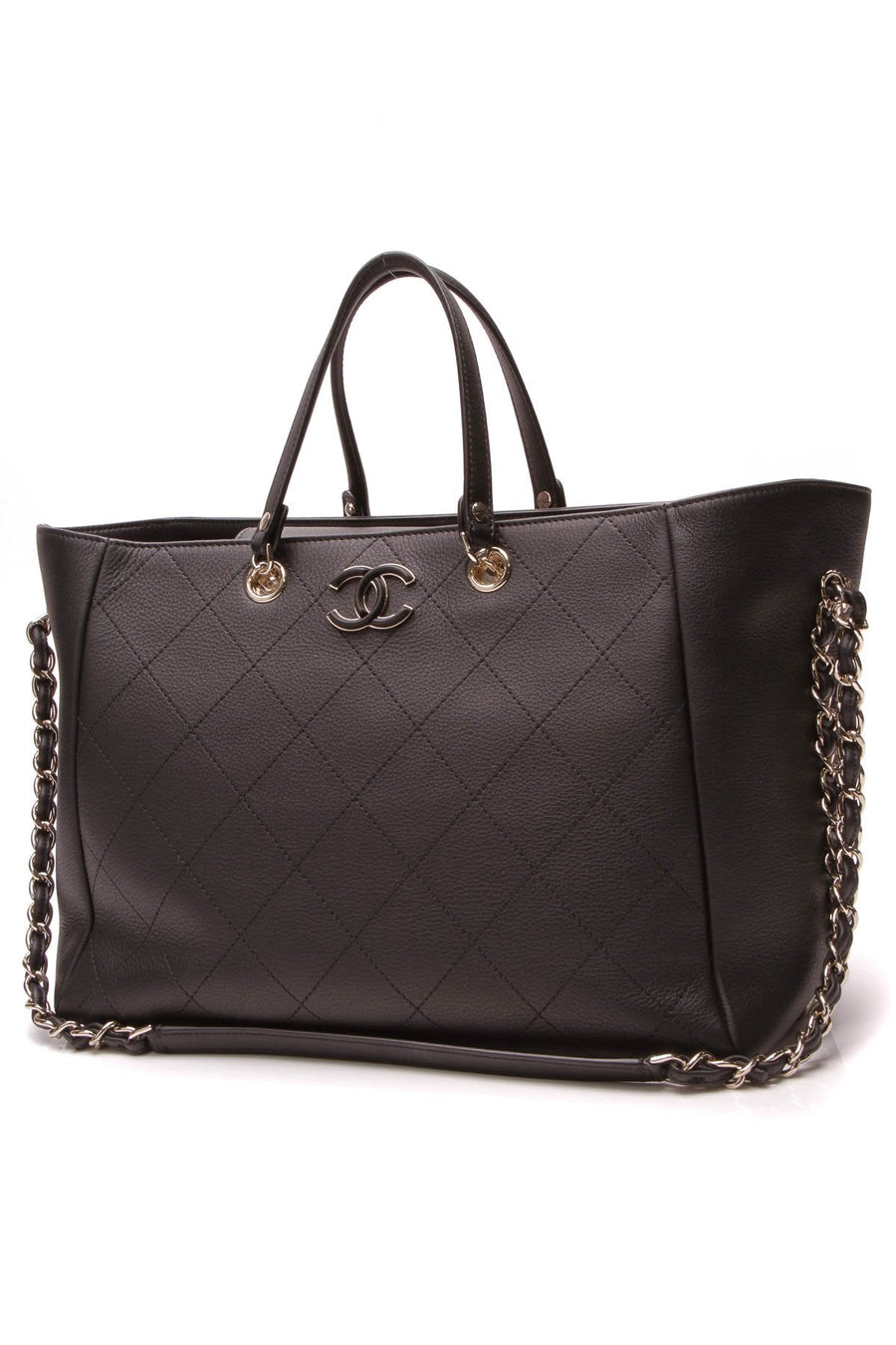Side Chain Shopping Tote Bag - Black