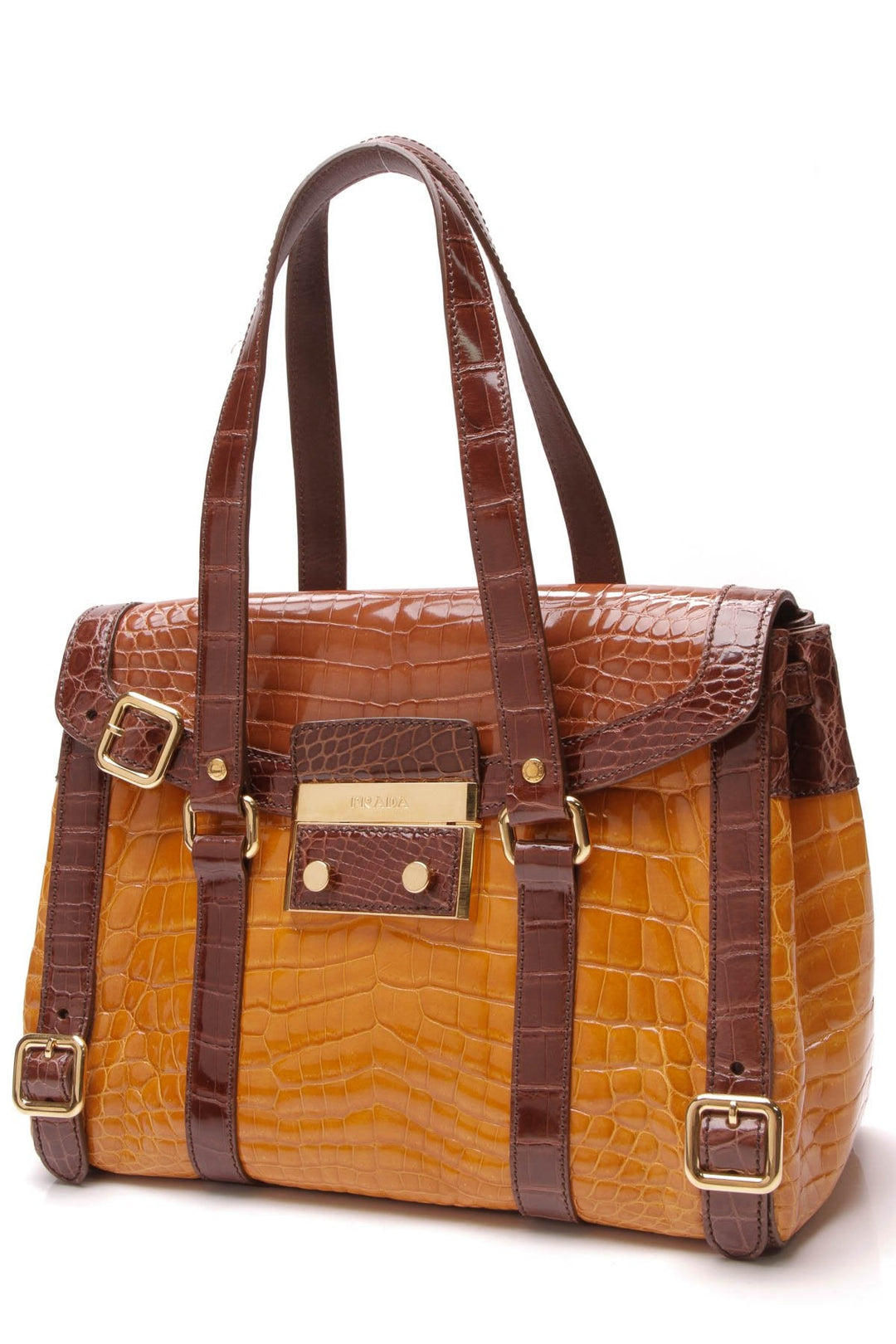 Crocodile Colours Buckles Tote Bag - Ambra/Noce/Taba