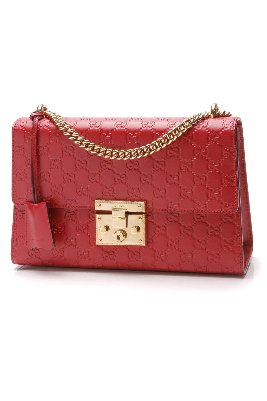 Medium Padlock Shoulder Bag - Red Guccissima