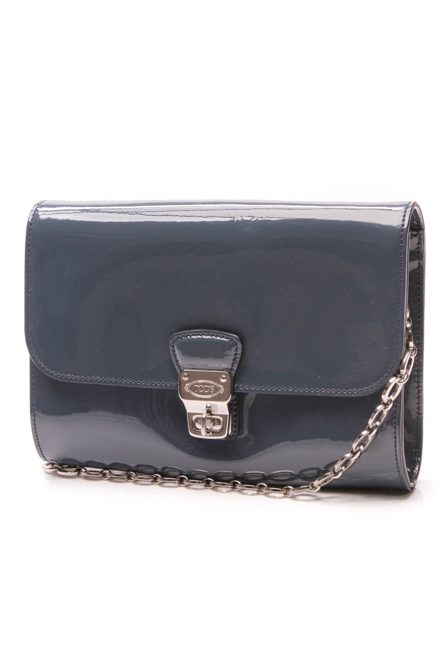 Claret Chain Shoulder Bag - Blue Patent