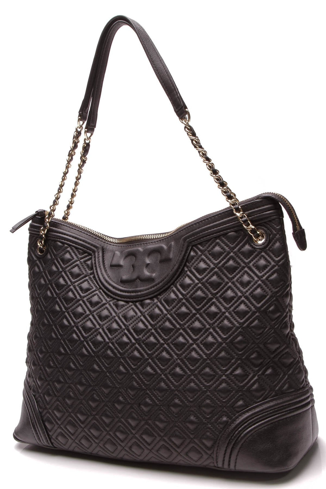 Fleming Quilted Chain Tote Bag - Black