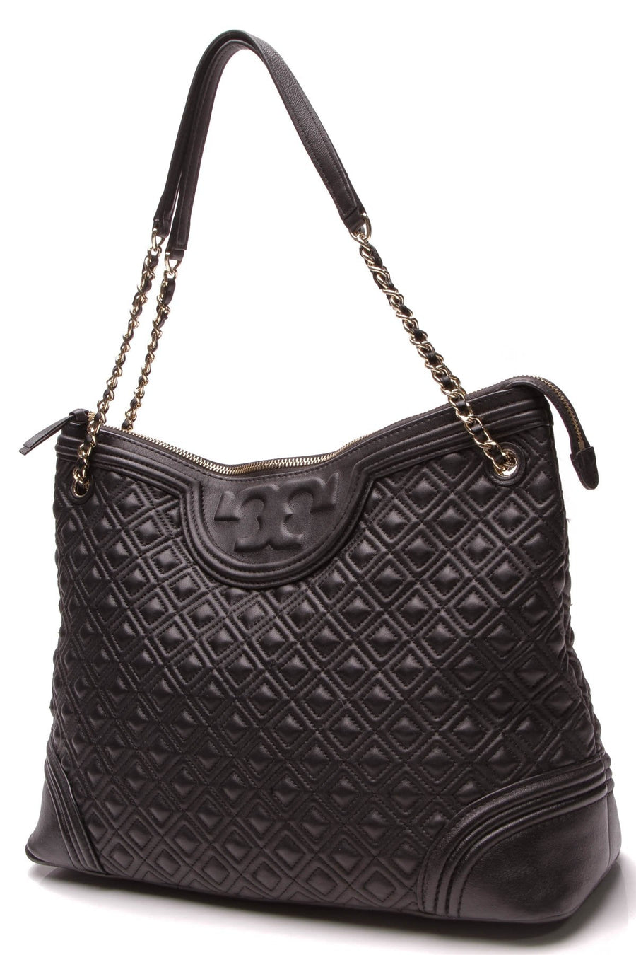 Fleming Quilted Chain Tote Bag - Black