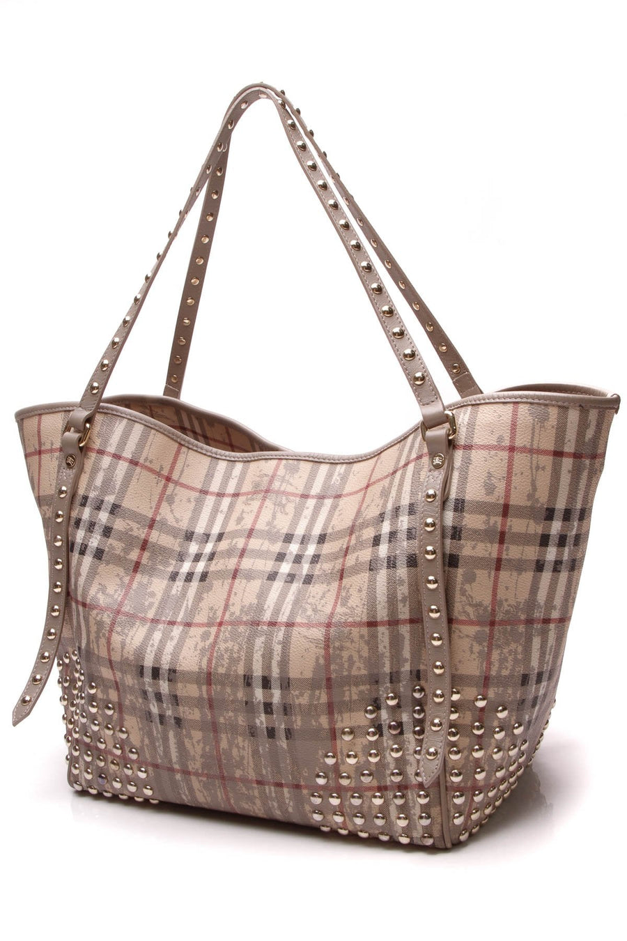 Studded Splash Tote Bag - Haymarket Check/Taupe