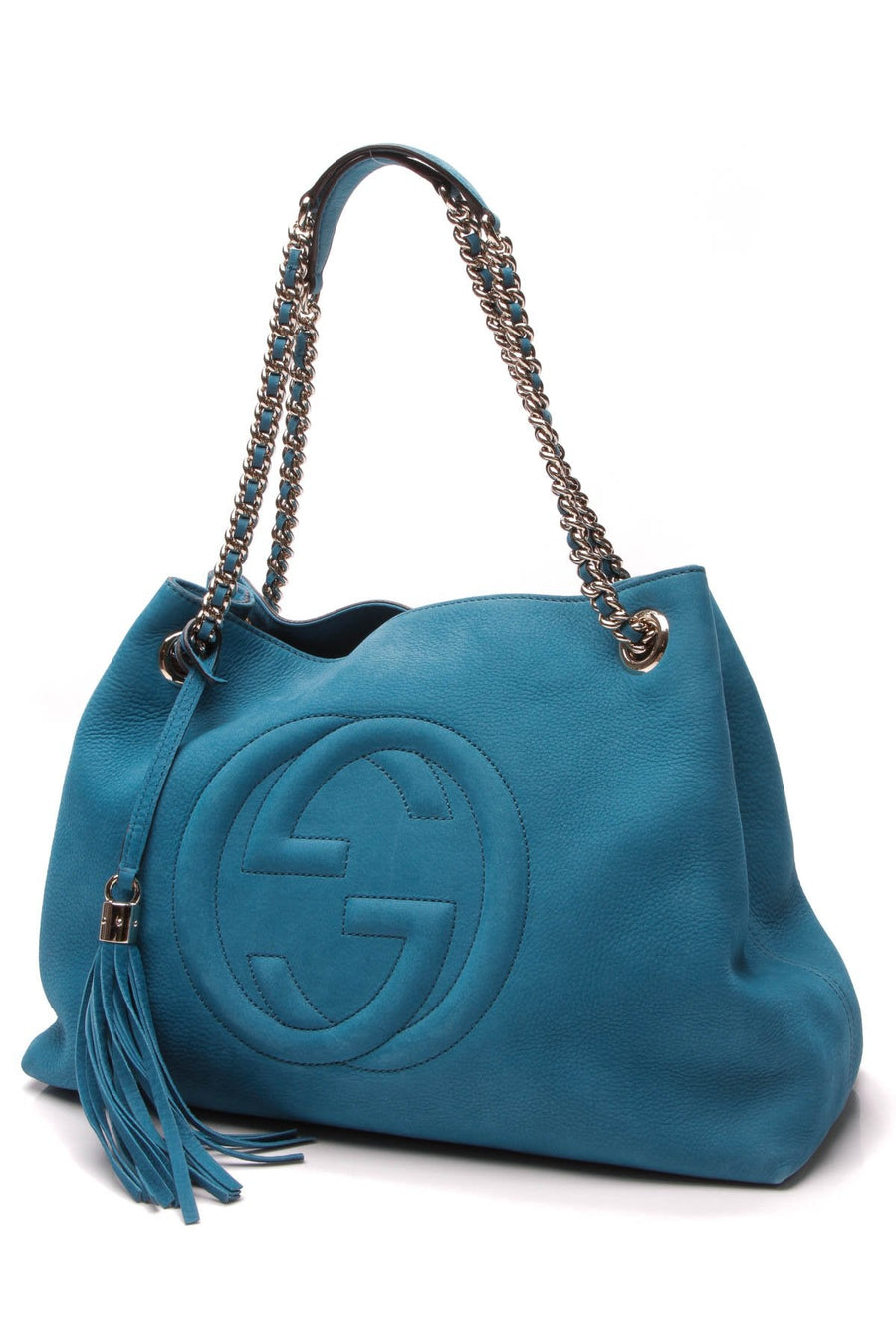 Soho Chain Tote Bag - Turquoise Nubuck