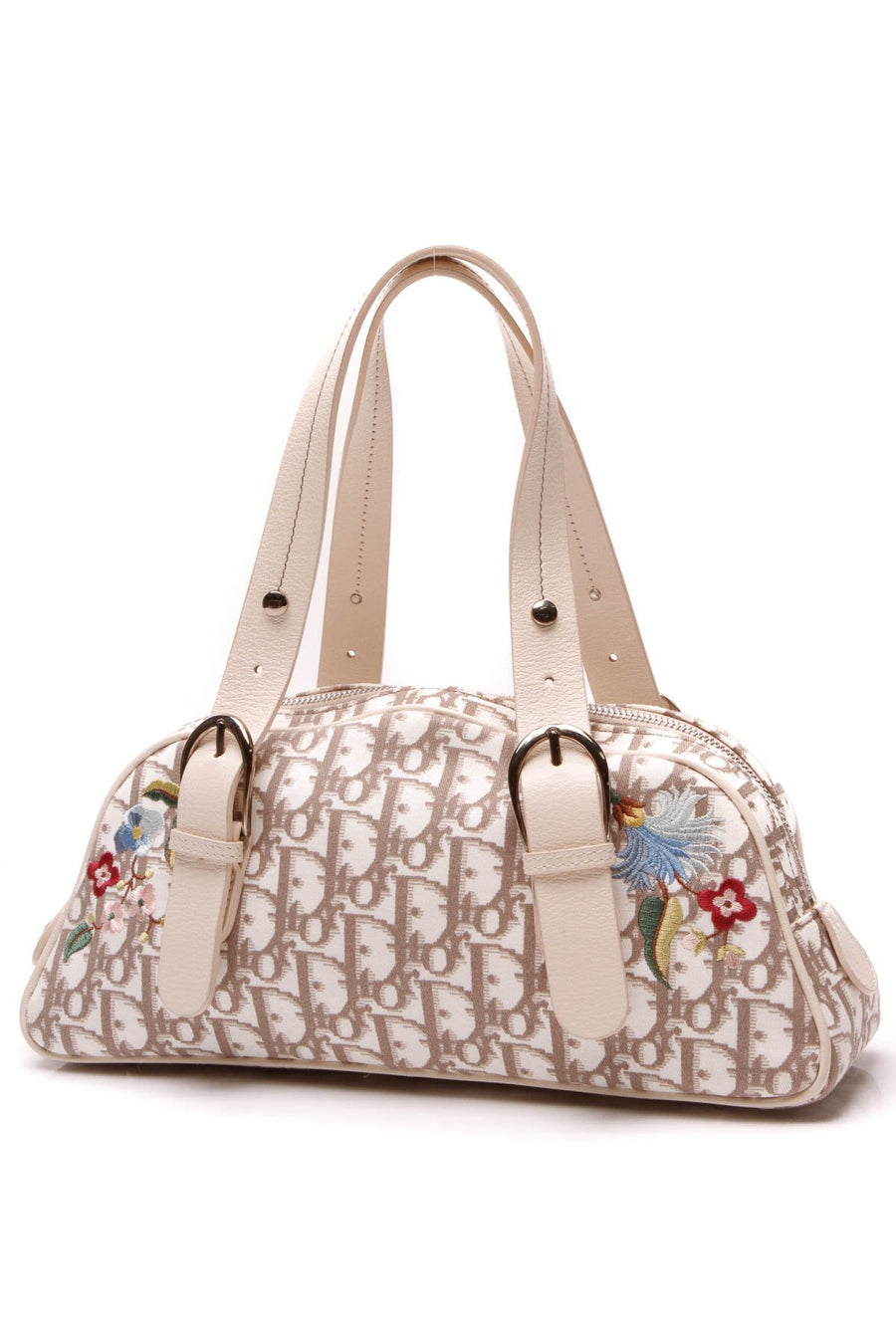 Floral Embroidered Satchel Bag - Beige Diorissimo