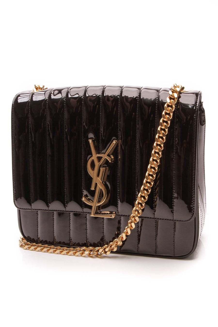 Vicky Large Shoulder Bag - Black Patent Matelasse