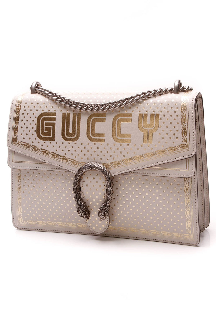 Guccy Medium Dionysus Shoulder Bag - White/Gold