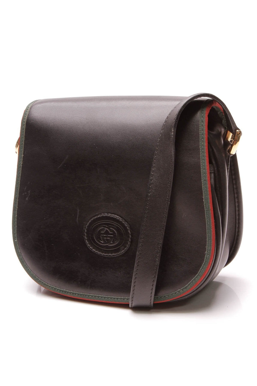 Vintage Crossbody Flap Bag - Black
