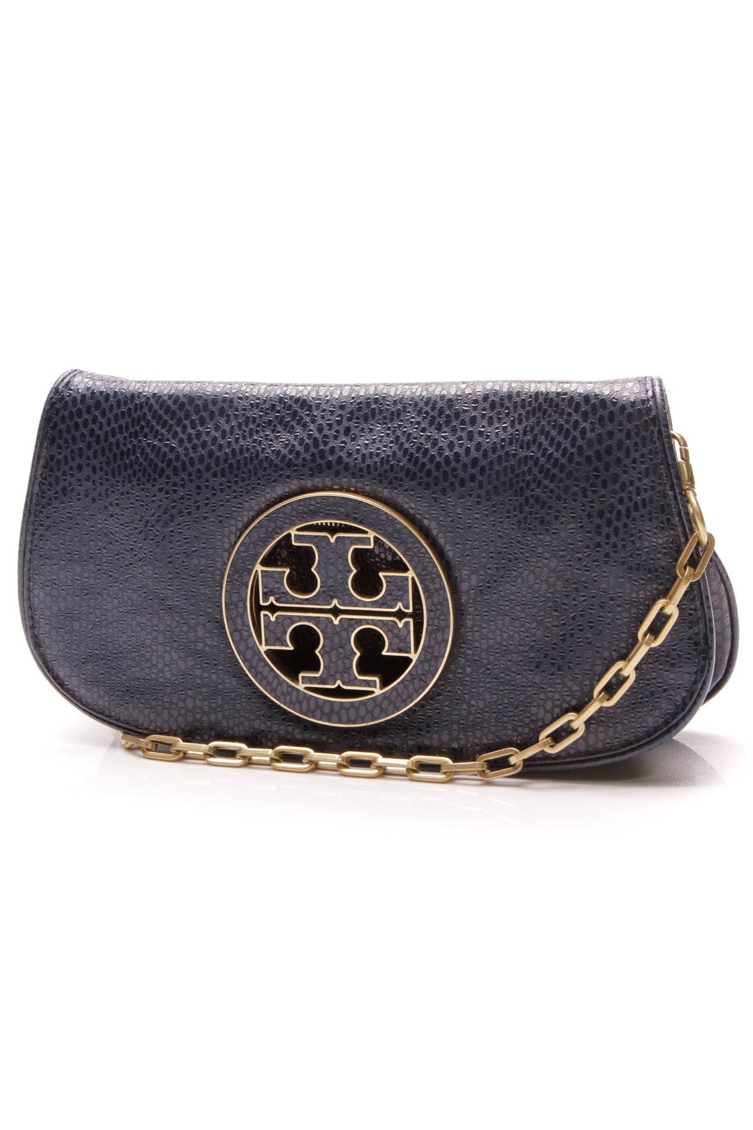 Embossed Amanda Logo Clutch Crossbody Bag - Blue