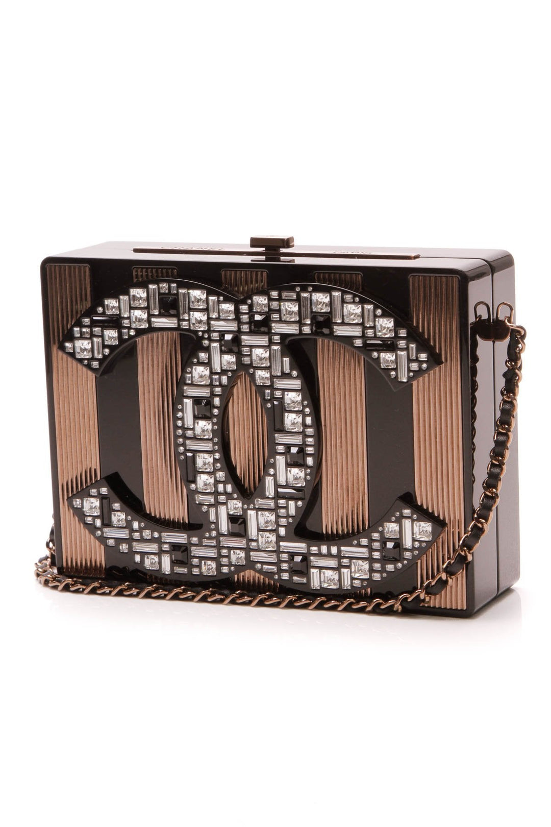 Crystal CC Minaudiere Clutch Bag - Black/Copper