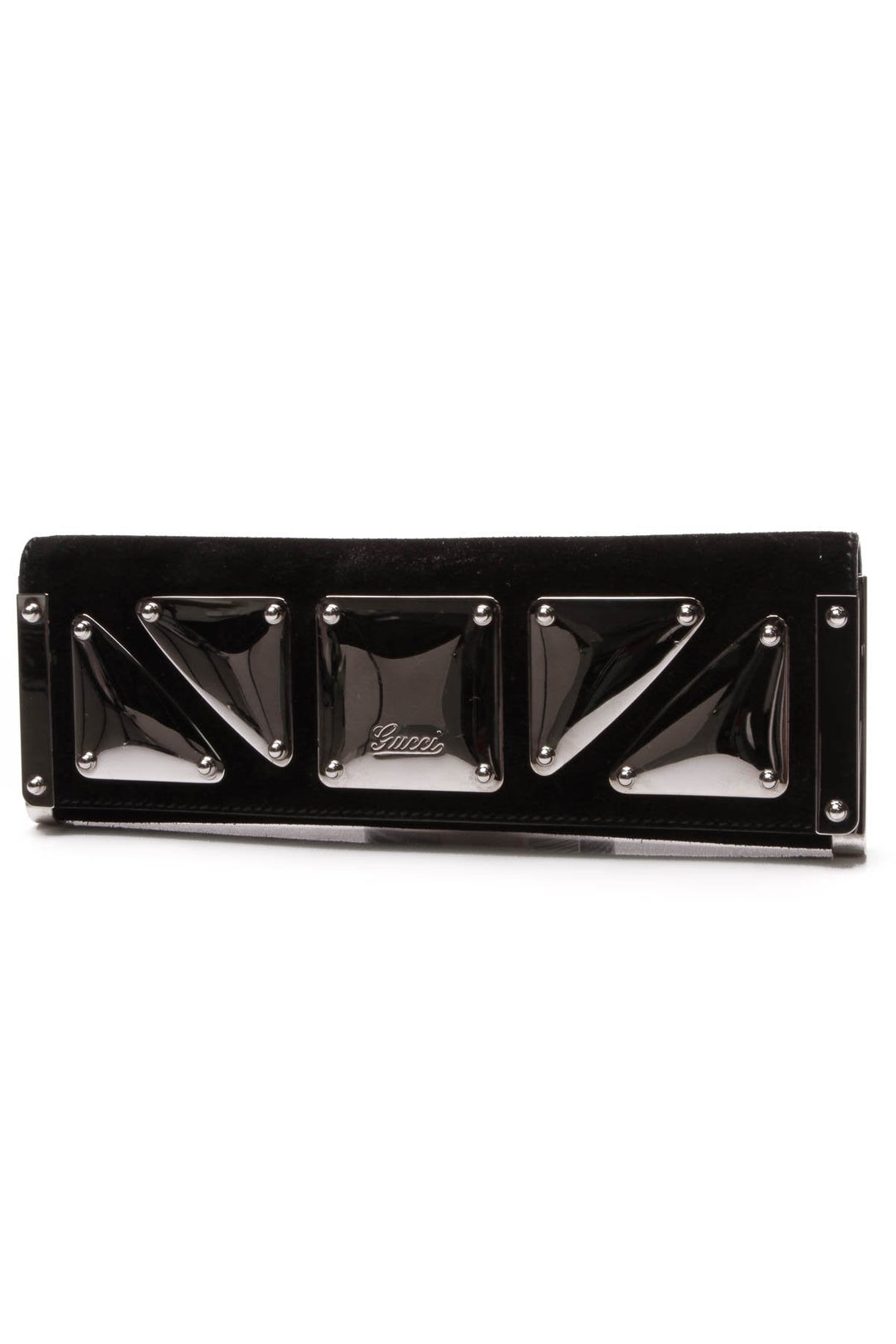 Mirrored Romy Clutch Bag - Black Suede
