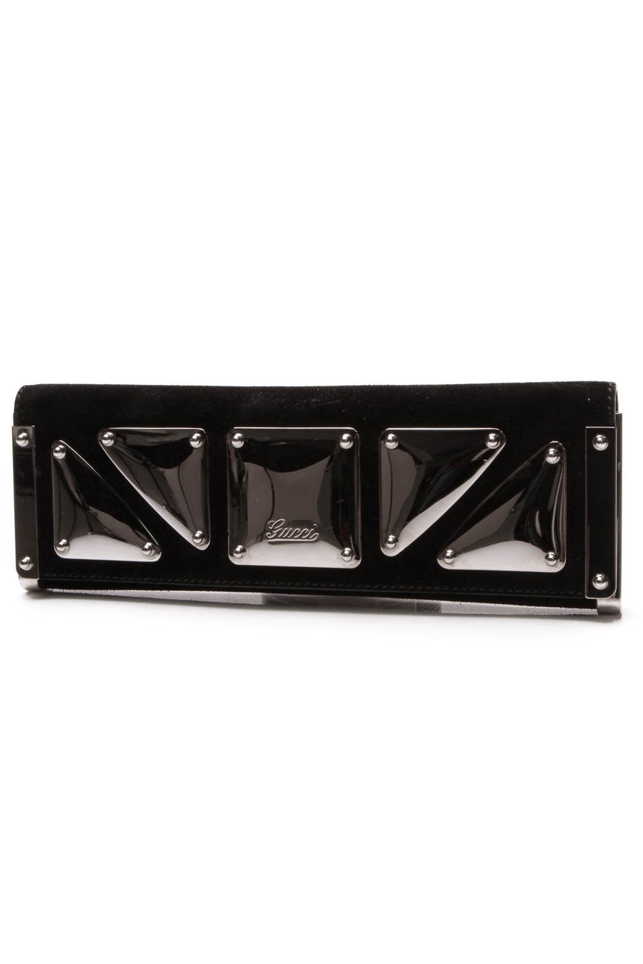 Mirrored Romy Clutch Bag - Black Suede
