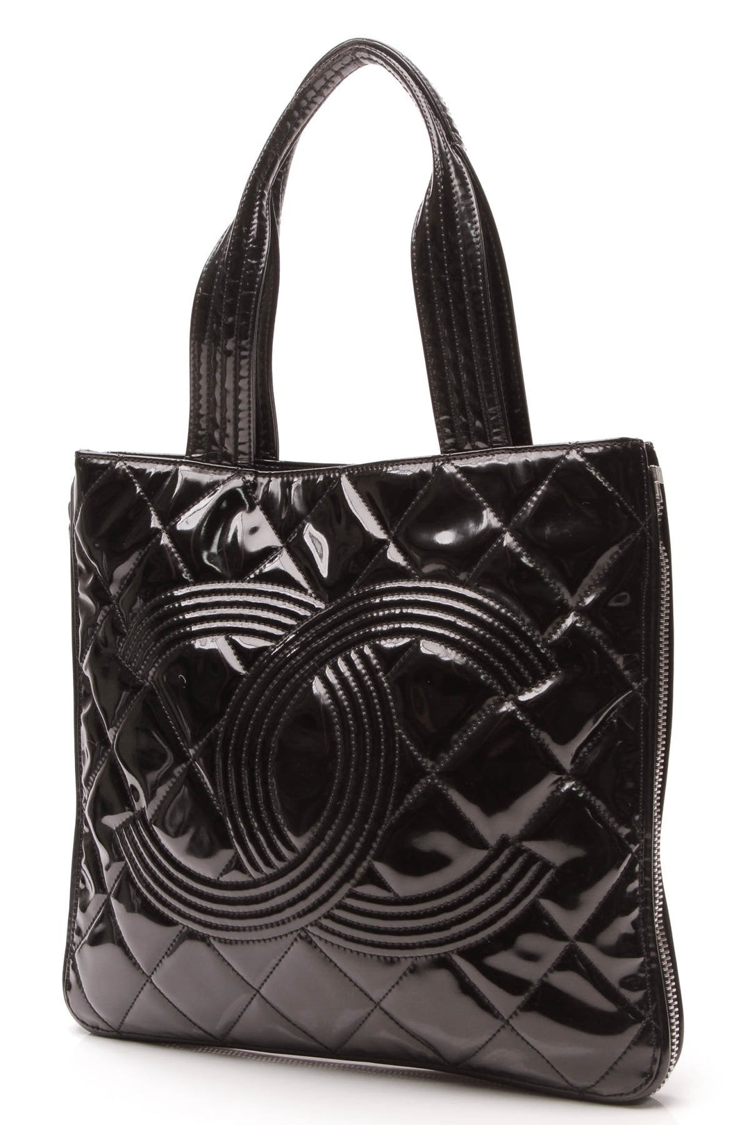Paris-Shanghai Expandable Tote Bag - Black Patent